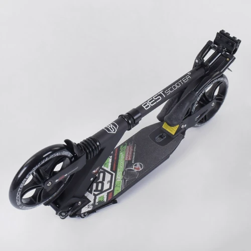 Самокат алюмінієвий Best Scooter з PU колесами, 2 аммортизаторами Black / Green (92090): Тип коліс литі