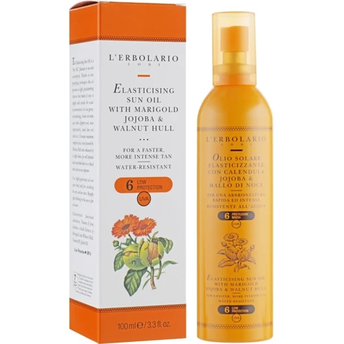 

L'Erbolario Olio Solare Elasticizzante Con Calendula, Jojoba And Mallo di Noce Масло солнцезащитное 100 ml