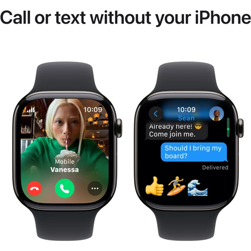 Apple Watch Series 10 46mm GPS + Cellular Slate Titanium Case with Black Sport Band - M/L (MWYE3)