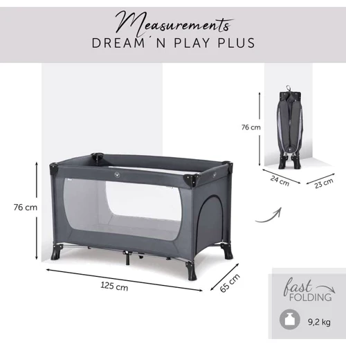 Детский манеж-кровать Hauck Dream N Play Plus (Grey)