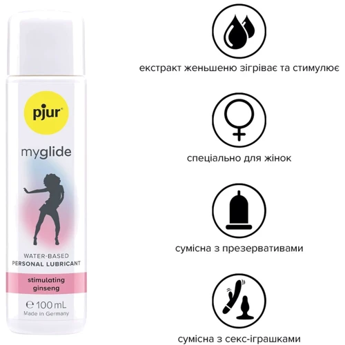 Возбуждающая смазка на водной основе pjur my glide 30 мл, с женьшенем, согревает