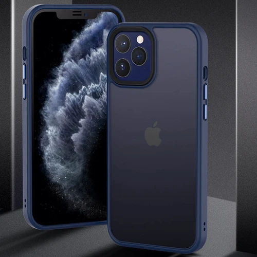 Чехол для iPhone Mobile Case TPU+PC Metal Buttons Blue for iPhone 12 Pro Max: Материалы поликарбонат и полиуретан