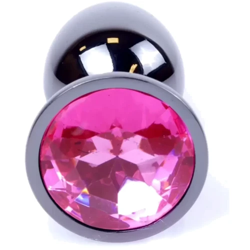 Анальная пробка с кристаллом BOSS of TOYS Boss Series - Jewellery Dark Silver PLUG Pink S, BS6400026