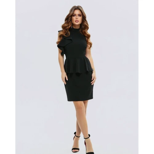 Платье ISSA PLUS 11534 46 черное вечернее до середины бедра