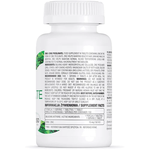 OstroVit Zinc picolinate Цинк пиколинат 150 таблеток: Тип Цинк