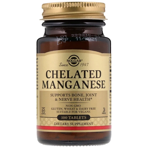 Solgar Chelated Manganese, 100 Tab Хелат марганца