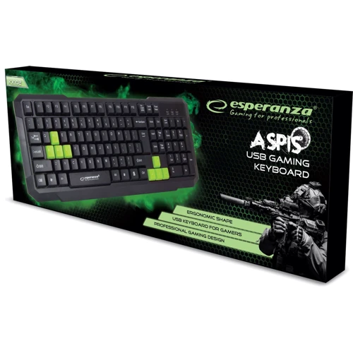 Клавиатура Esperanza EGK102 Green USB (EGK102GUA): Подключение проводное