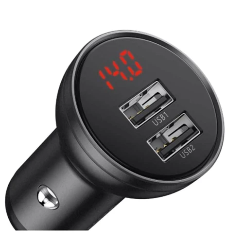 Зарядное устройство Baseus Car Charger 2хUSB Digital Display 4.8A 24W Grey (CCBX-0G)