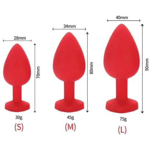 Комплект силиконовых анальных пробок с кристаллом SKN-KSIL-06 (S, M, L)