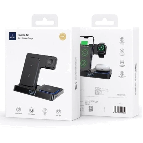 Зарядний пристрій WIWU Wireless Charger Power 5 in 1 Wi-W006 15W Black для Apple iPhone, Apple Watch and Apple AirPods фото 5