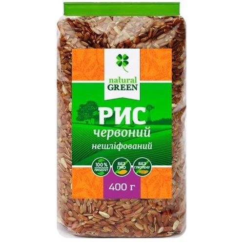 Рис красный цельнозерновой нешлифованный, Natural Green, 400 г (WT3149)