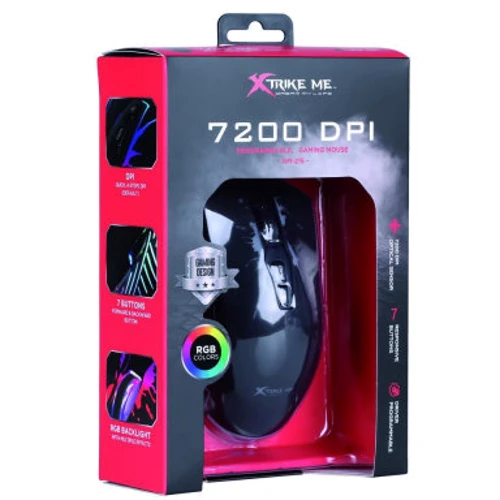 Мышь Xtrike GM-215 RGB-LED USB Black (GM-215): Тип сенсора оптический