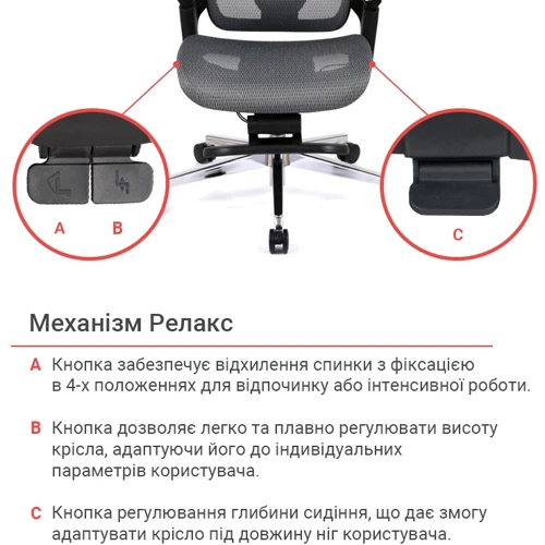 Офісне крісло АКЛАС Петрос R-SR Сірий (Сірий) (00158584)