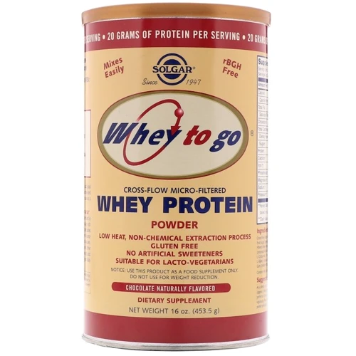Solgar Whey To Go Whey Protein Powder 16 oz (453.5 g) Natural Chocolate Flavor Солгар Сывороточный протеин, шоколад