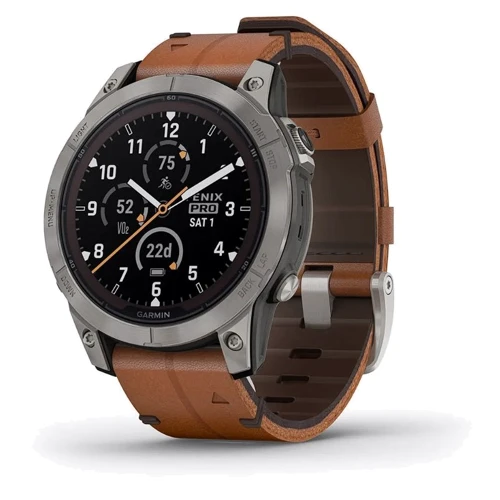 Смарт-годинник Garmin Fenix 7 Pro Sapphire Solar Titanium with Chestnut Leather Band (010-02777-30): Дисплей 1.3 " (260х260)