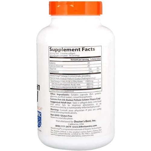 Doctor's Best, Pure Wild Alaskan Fish Oil with AlaskOmega, 180 Marine Softgels (DRB-00417): Форма выпуска Капсулы