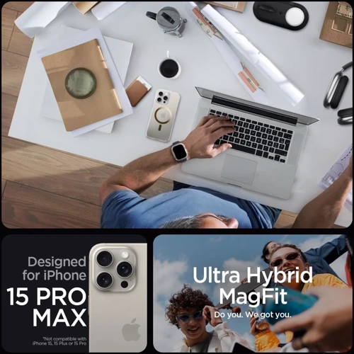 Чехол для iPhone Spigen Ultra Hybrid MagFit Gold (ACS06579) for iPhone 15 Pro Max: Цвет золотой