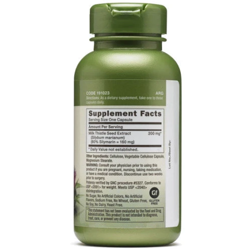 GNC Herbal Plus Milk Thistle 200 mg Екстракт розторопші 100 капсул: Форма випуску капсули