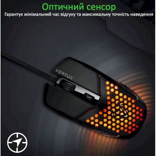 Мишка Vertux Katana USB Black (katana.black): Максимальна роздільна здатність сенсора, dpi 6400
