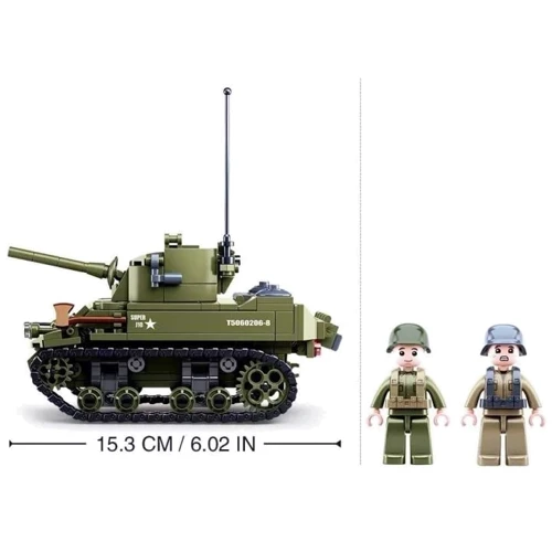 Конструктор Sluban Army Легкий танк М5 344 деталі (M38-B0856): Рекомендований вік от 6 лет