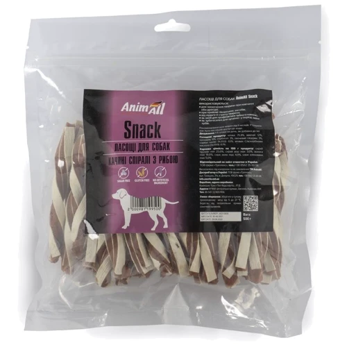 Ласощі AnimAll Snack 99500 качині спіралі з рибою для собак 500 г (151733)