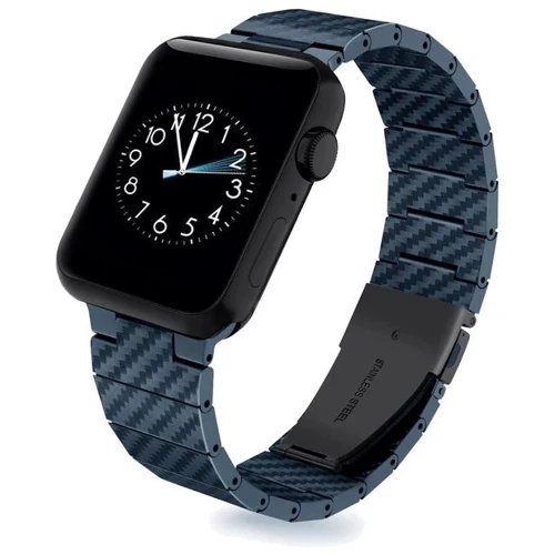 Аксессуар для Watch COTEetCI W76 Carbon Fiber Pattern Strap Blue (22008-BL) for Apple Watch 42/44/45/49mm