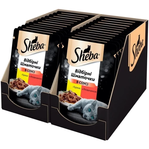 Влажный корм Sheba cig POU для котов с курицей и говядиной в соусе 12х85 г (4770608258887): Класс Супер премиум