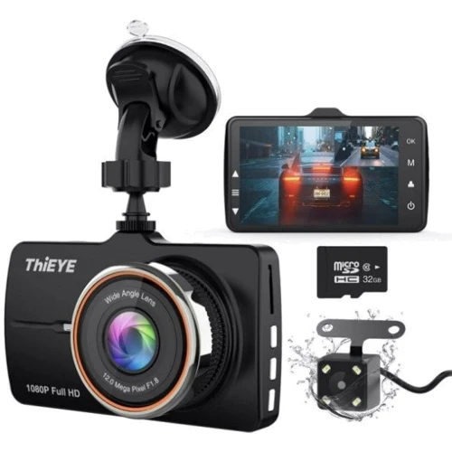 Автомобільний відеореєстратор ThiEYE Carbox 5R Dash Cam Real 1080P FullHD з задньою камерою (2001000114924): Оснащення дисплей, динамик, вторая камера (салон, задний обзор), аккумулятор
