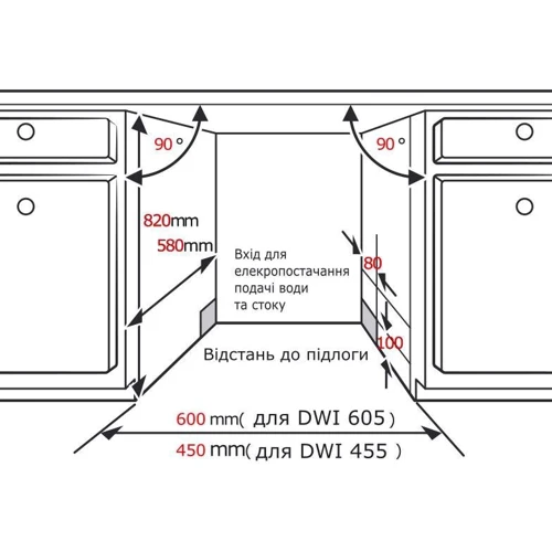 Встраиваемая посудомоечная машина Interline DWI 605 L: Размеры 82x59.8x55 см