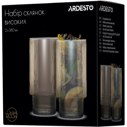Набор высоких стаканов Ardesto 380 мл 2 шт. (AR2638GG): Объем стакана мл 380