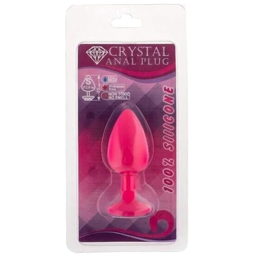 Силиконовая анальная пробка с кристаллом Pink Silicone Topaz (размер S)