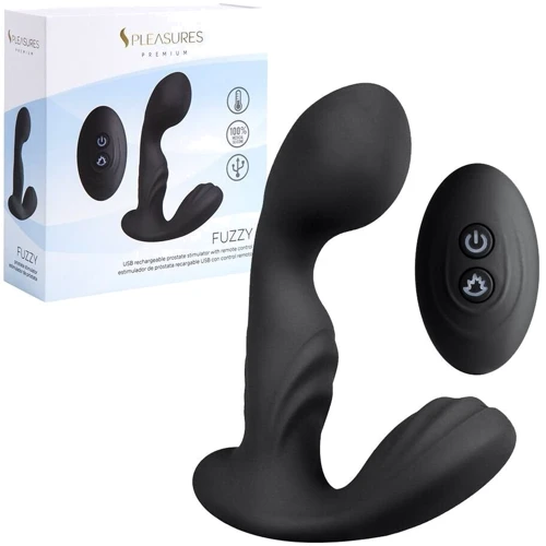 Вибромассажер простаты с подогревом S Pleasures Premium FUZZY, черный