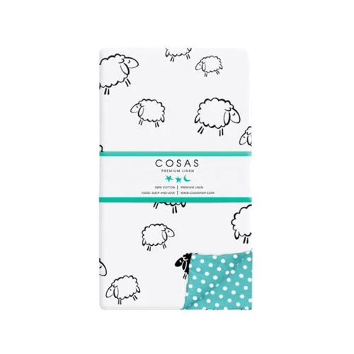 Комплект постельного белья Cosas Sheep /горох на мяте/ подростковый 155х215 см (Овечка_мята_155)