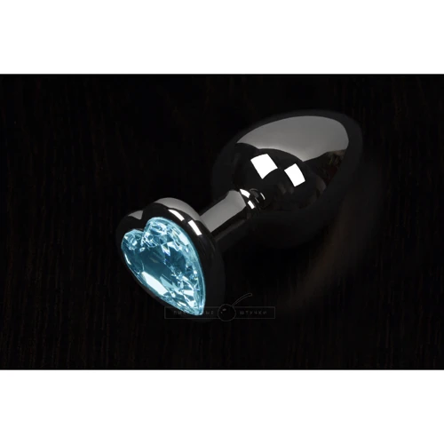 Пикантные Штучки, Большая графитовая анальная пробка с кристаллом в виде сердечка - 8.5x4 см, голубой: Для кого Унисекс