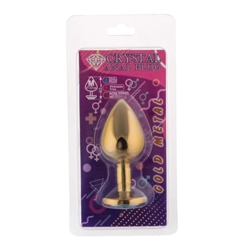 Анальная пробка CRYSTAL Gold Emerald, M
