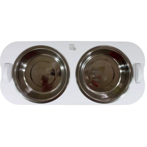 Миски Lucky Pet металлические на деревянной подставке линейка Пир 2x1.63л/21см белый (552471): Тип Миски