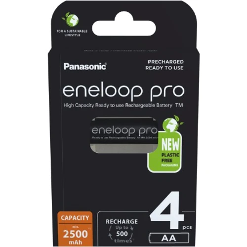 Panasonic AA 2500mAh NiMH 4шт Eneloop Pro (BK-3HCDE/4BE): Емкость 2500 мАч