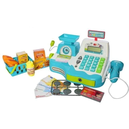 

Кассовый аппарат LimoToy 7162-2 Ua микроф, весы, кальк., сканер, продукты