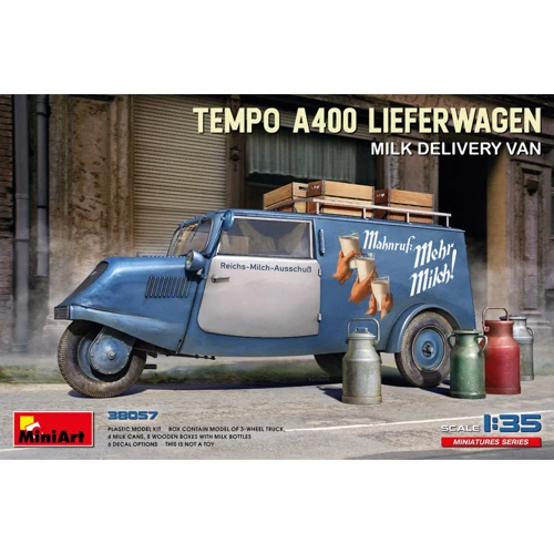 Трехколесный немецкий грузовик MINIART доставки молока Tempo A400 (MA38057)