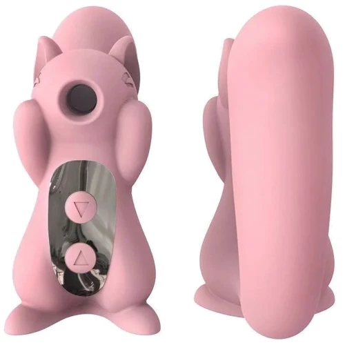Вакуумный стимулятор с вибрацией KisToy Miss UU Pink, игрушка 2-в-1