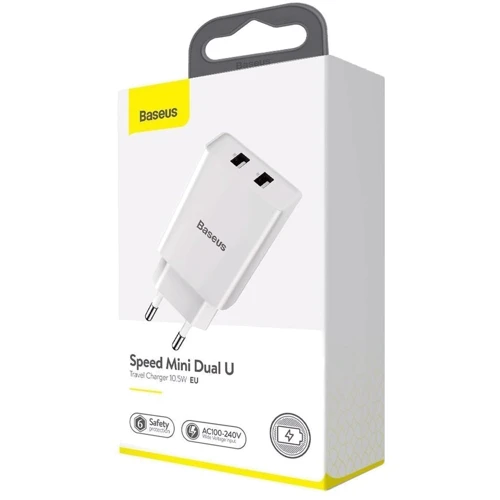 Зарядное устройство Baseus USB Wall Charger Speed Mini 2xUSB 2.1A 10.5W White (CCFS-R02) фото 5