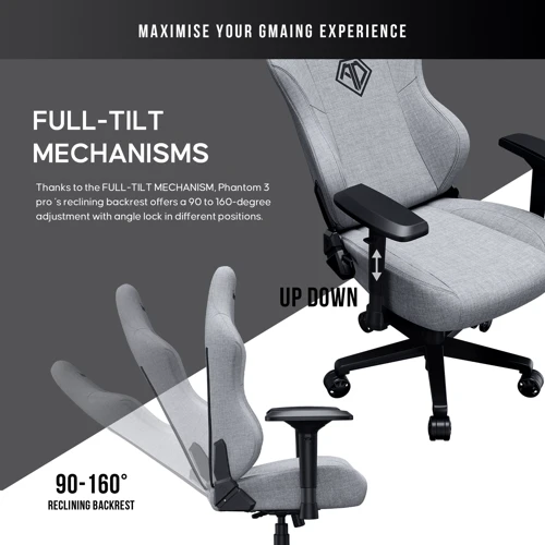 Кресло игровое Anda Seat Phantom 3 Pro Size L Grey Fabric (AD18YC-06-G-F) фото 6