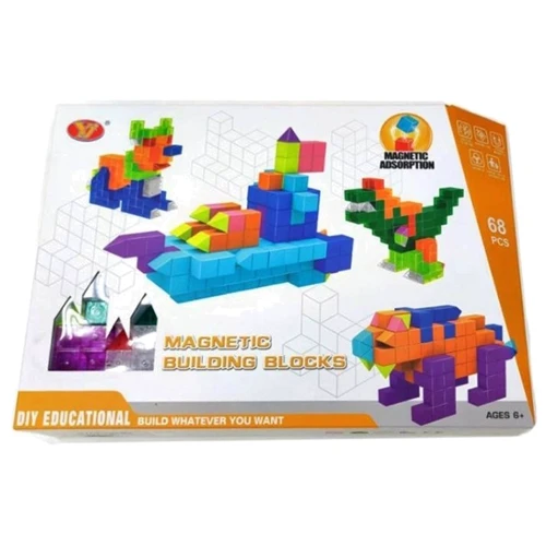 Магнитные блоки YJ Magnetic Blocks с заданиями, 68 деталей (YJ9005)