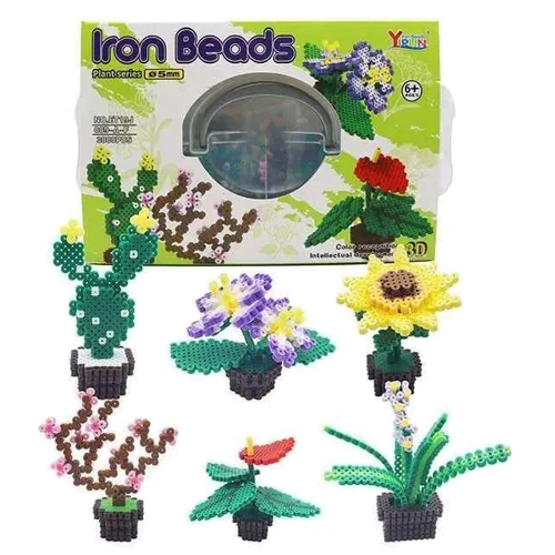 Термомозаїка Yirun Iron Beads ET 19 J клумба з квітами, 6 3D фігурок, 3000 намистин, в коробці