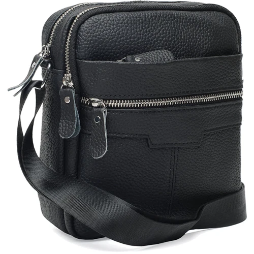 Чоловіча сумка через плече Borsa Leather чорна (K18016a-black)