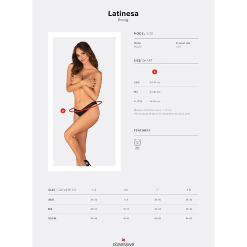 Трусики Obsessive Latinesa crotchless thong Вlack, XL/2XL