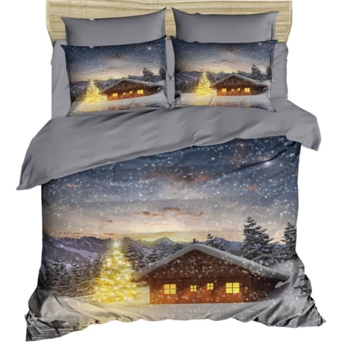Комплект постельного белья LightHouse Ranforce+3D Winter Tale евро серый (209OZ_2,0)