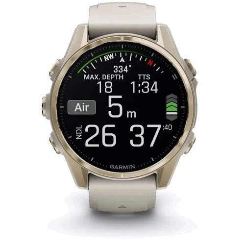 Смарт-часы Garmin Fenix 8 AMOLED 43mm Sapphire Soft Gold with Fog Grey/Dark Sandstone Silicone Band (010-02903-11): Стандарт защиты 10 ATM