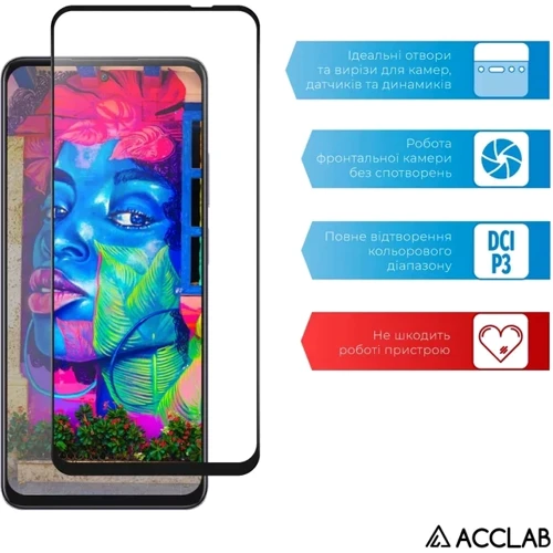 ACCLAB Tempered Glass Full Glue Black for Oppo A80: Цвет черный