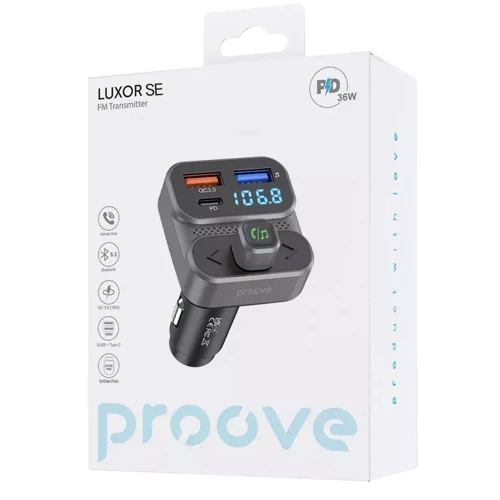 Зарядное устройство Proove Car Charger USB+USB-C FM Launcher Luxor SE PD+QC3.0 36W Gray (FMLX20120003): Тип автомобильное